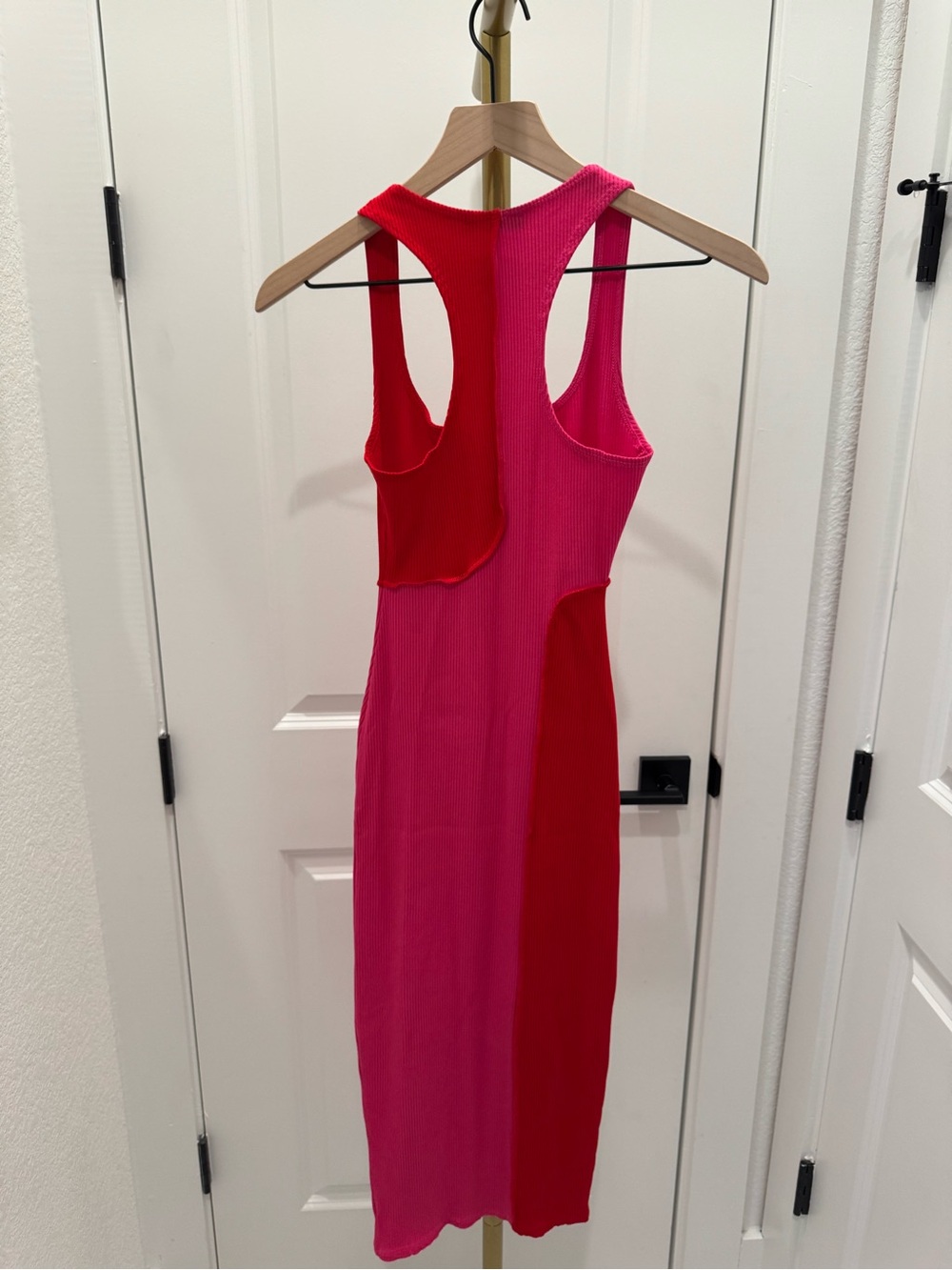 naked wardrobe Pink and Red Ribbed Tank Midi Dress - Picture 3 of 4